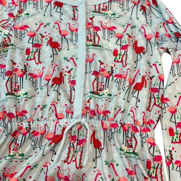 Tucker & Tate Girls Holiday Flamingo Print Long Sleeve Romper Pajamas XL (14/16) - Picture 2 of 4
